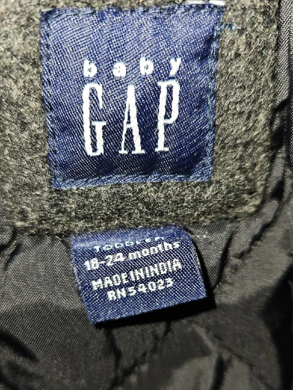 GAP Baby Black Quilted Coat with Cream Sherpa Trim